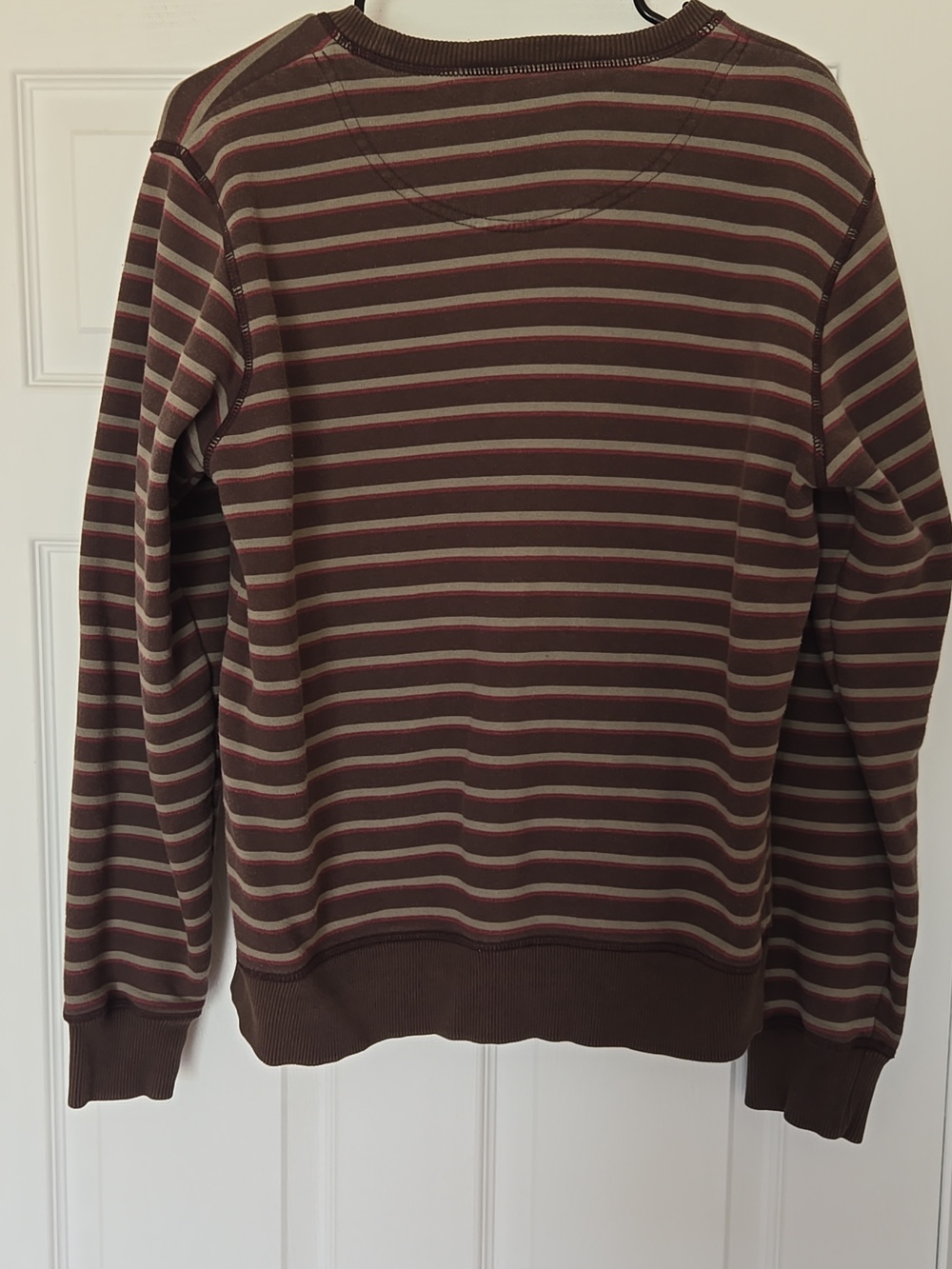 H&M Divided Striped Sweatshirt Brown Maroon Olive Crewneck Mens L - Picture 4 of 10
